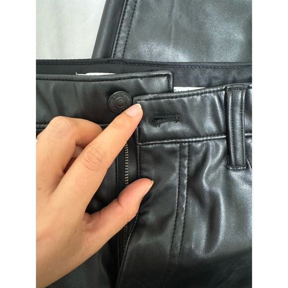Abercrombie& Fitch The 90s Straight Ultra High Rise Split leg Vegan Leather Pant - Picture 4 of 12